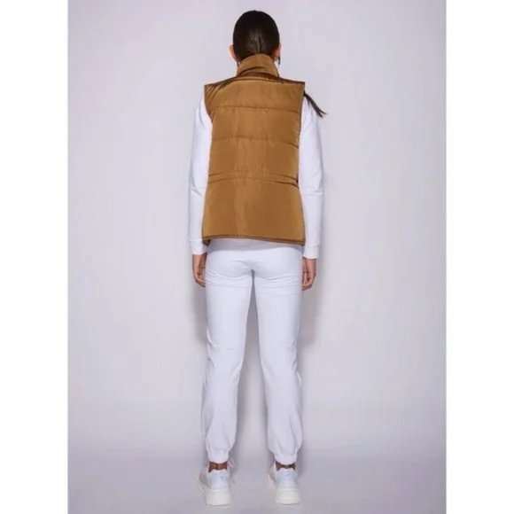 Sleeveless Collared Double Breasted Padded Puffer Vest Jacket Gilet - Picture 8 of 14